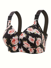 Floral Push Up Bra Breathable Anti Sagging Lingerie
