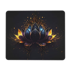 Square Stitched Edge Mousepad Golden Lotus Pattern Office Home Games Desktop