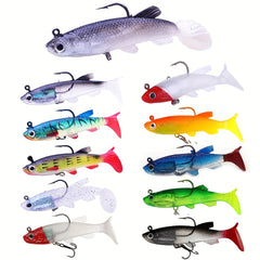 11pcs Bionic Soft Baits Paddle Tail Swimbait for Fishing
