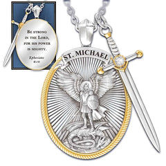 St. Michael Archangel Shield God Sword Necklace