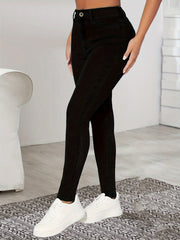 High Waist Skinny Leg Jeans Slash Pockets Denim Pants