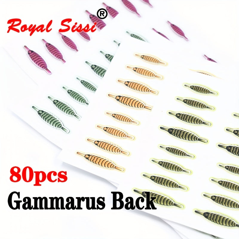 80pcs Realistic Gammarus Shrimp Back Lures in 4 Colors