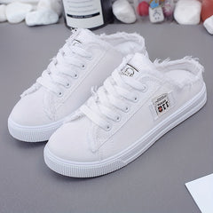 Women's Letter Patched Canvas Mules Sneakers