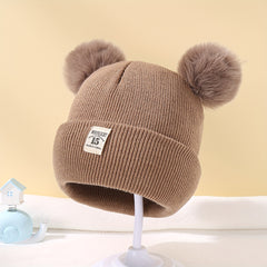 Baby Warm Knitted Hat Double Ball Boys Girls
