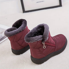 Women's Plush Lined Snow Boots Waterproof Warm Side Zipper Ankle Boots