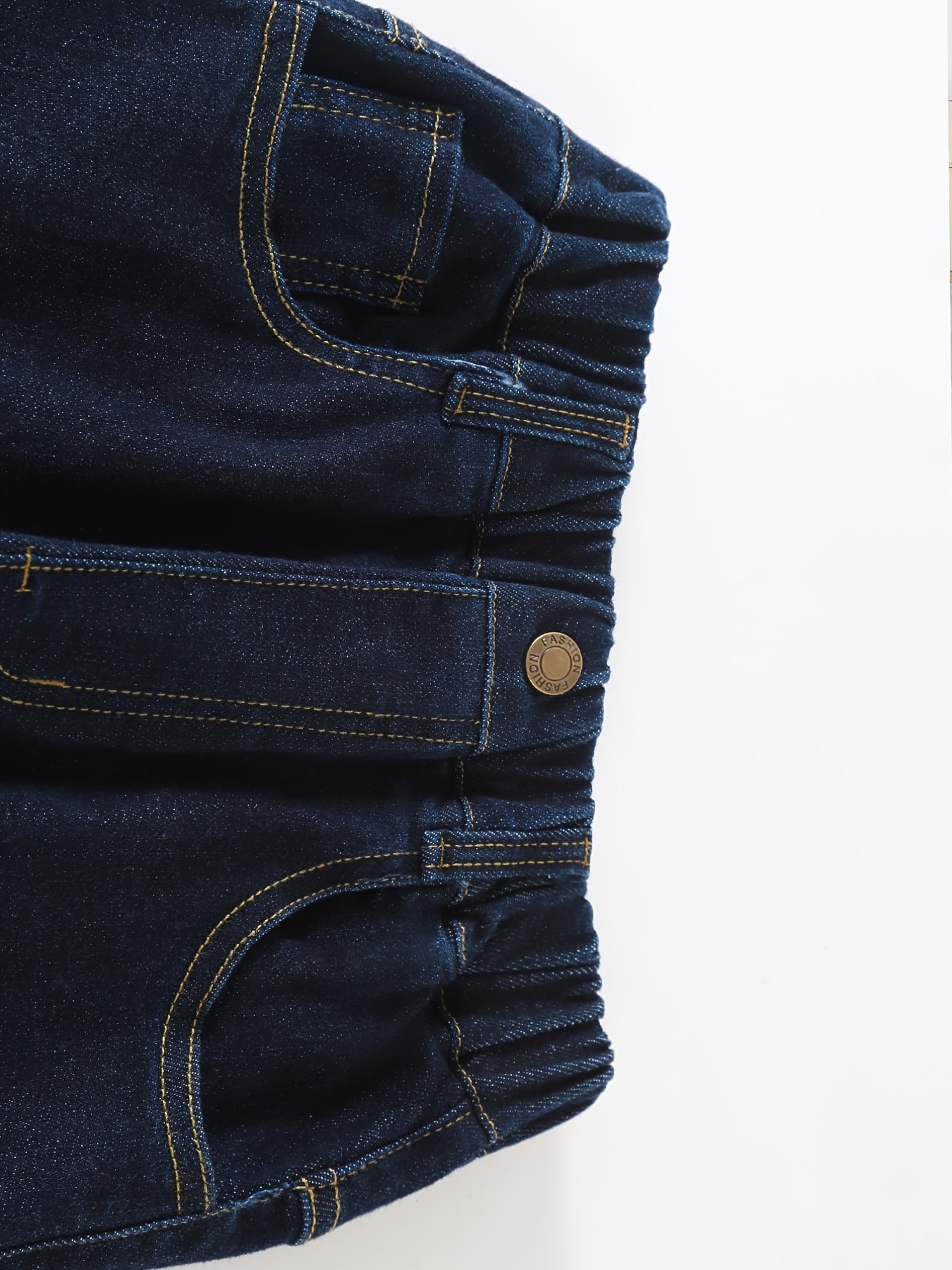 Boys Elastic Waist Denim Long Pants With Pocket