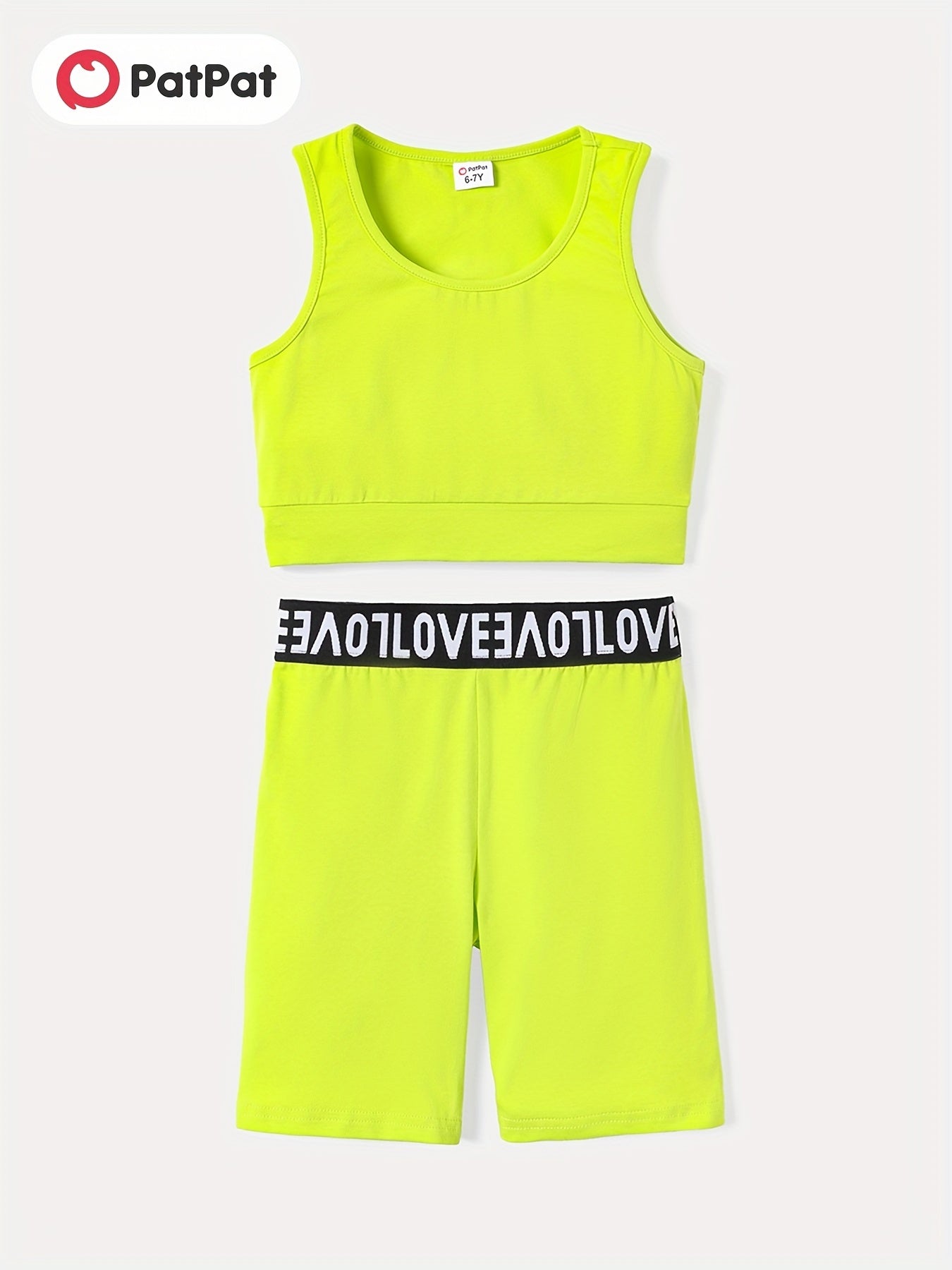 Kids 2pcs Cotton Tank Top & Webbing Shorts Set
