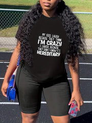 Bear Print Tee & Biker Shorts 2 Piece Set