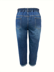 Women's Plus Size Washed Rhinestone Straight Leg Jeans
