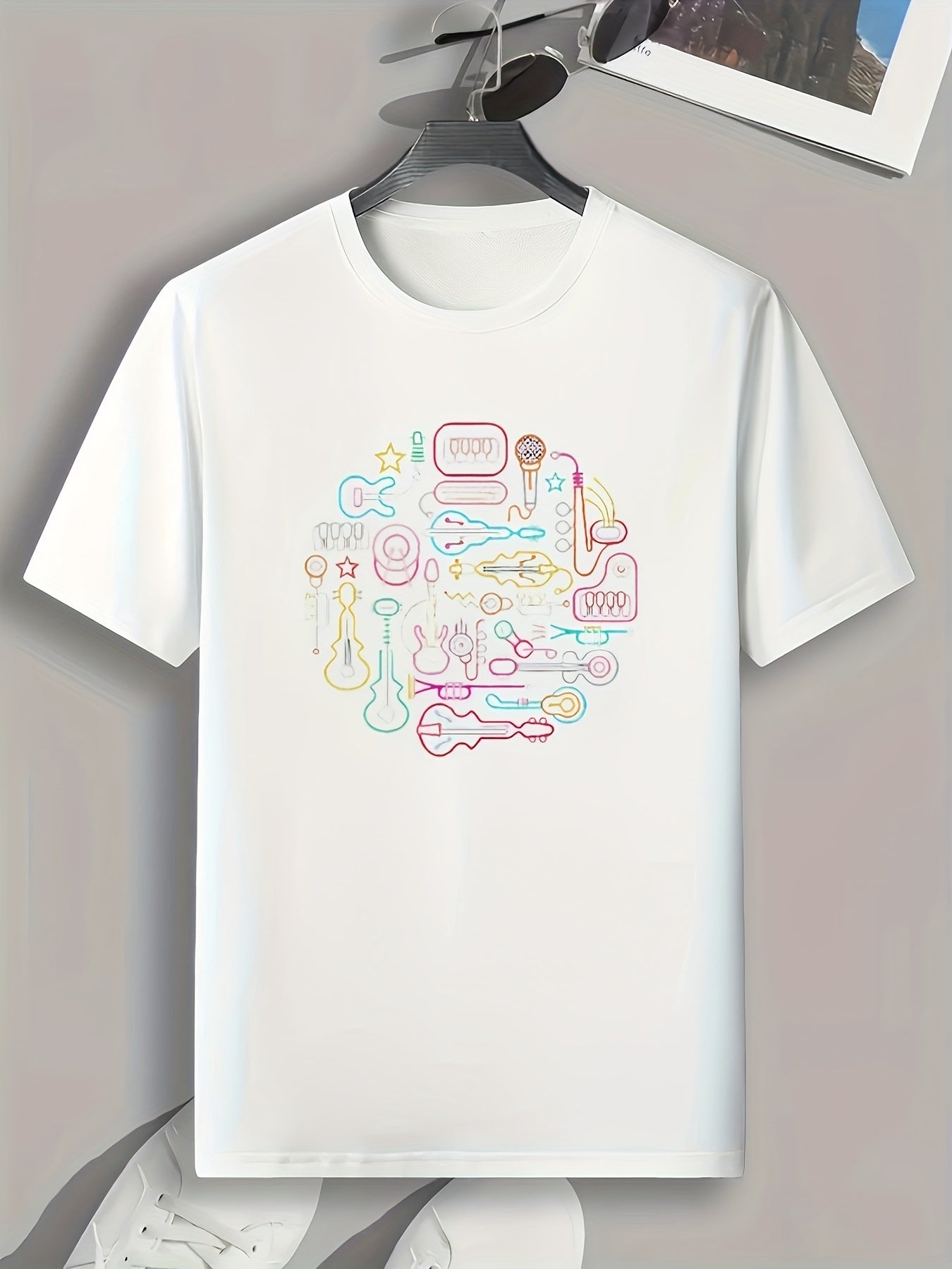 Band Elements Pattern Print Men's Sports T-shirt