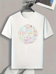 Band Elements Pattern Print Men's Sports T-shirt