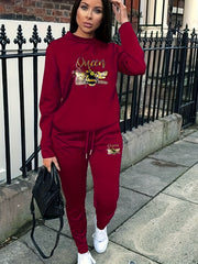 Women's Bee & Letter Print Top & Joggers 2 Piece Set