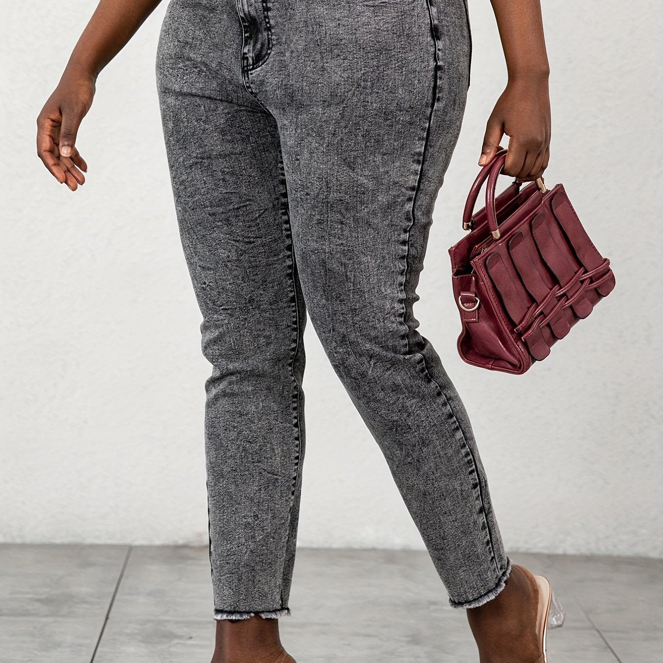 High Waist Button Up Skinny Jeans Women's