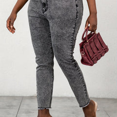 High Waist Button Up Skinny Jeans Women's