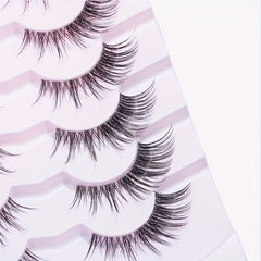 7 Pairs Full False Lashes 6-15mm Wispy Clear Band Natural Long Volumized