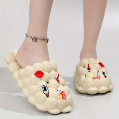Women's Bubble Slides with Cartoon Charms Indoor & Outdoor Slides