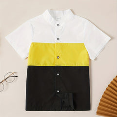 Boys Casual Lapel Shirt Short Sleeve Top for Summer