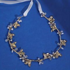 Leaf Shape Head Piece with Faux Pearl & Ribbon Hair Accessories
