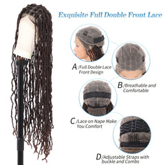 6 Cm Full Double Lace Front Square Knotless Locs Braided Wigs For Women