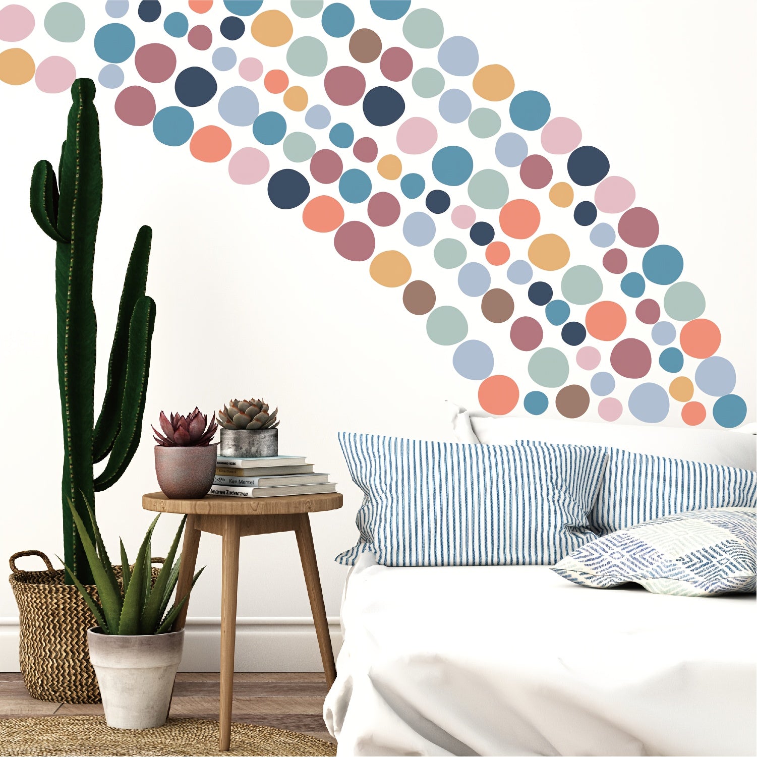 30pcs Boho Colorful Dots Wall Stickers Self-adhesive Home Decor