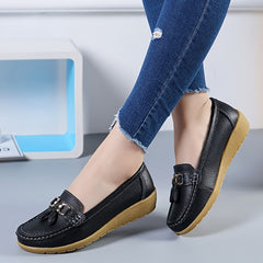 Women's Low Wedge Bow Loafers Slip On Shoes Lightweight Walking Shoes