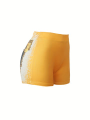 Graphic Print Skinny Shorts Casual Shorts For Spring & Summer