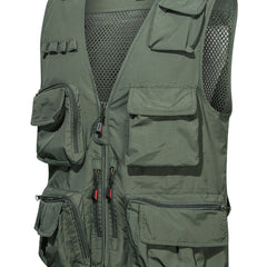 Cargo Vest Men's Casual Outwear V Neck Zip Up Vest Spring Summer