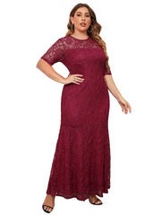 Floral Print Mesh Sleeve Maxi Dress Plus Size