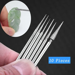 10Pcs Jade Carving Tools Diamond Grinding Bit Needle Set