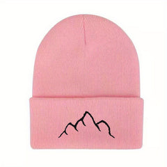 Mountain Embroidery Knit Hat Beanie for Men and Women