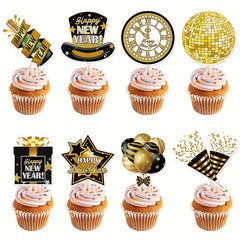 8pcs Year Cake Insert Flags Holiday Scene Decor Set