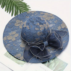 Lace Sun Hat Mesh Flower Decor UV Protection