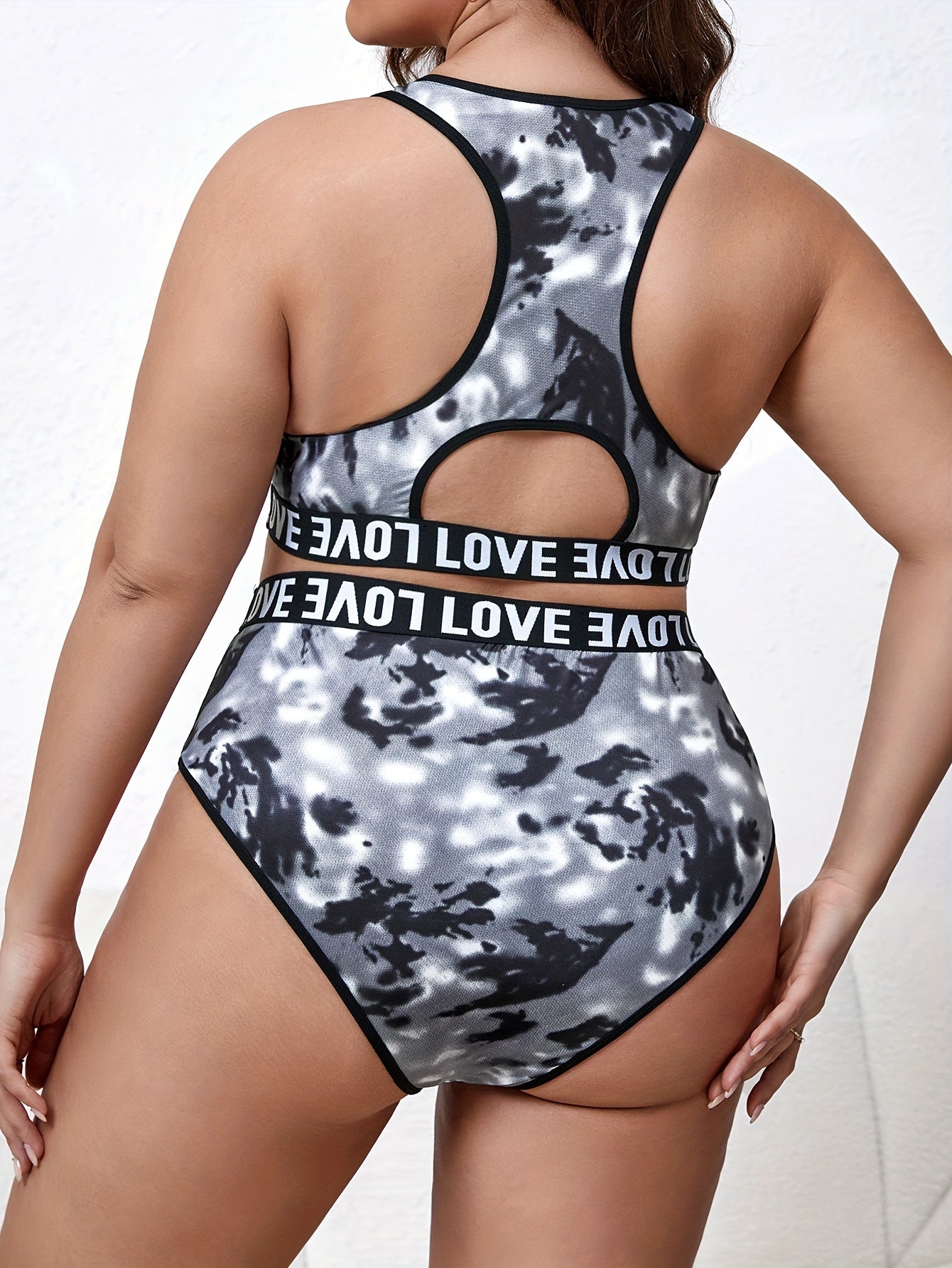 Sports Lingerie Set Tie Dye Racer Back Bra & Panty Two Piece Set