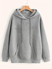 Solid Kangaroo Pocket Hoodie Casual Long Sleeve Drawstring Hoodies