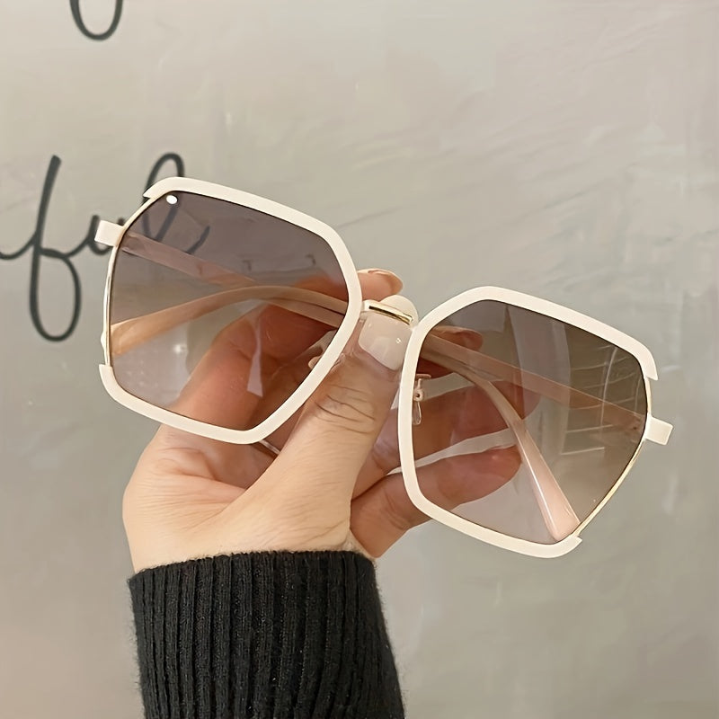 Oversized Polygon Sunglasses Gradient UV400 Sun Shades Metal Glasses