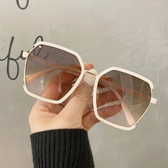 Oversized Polygon Sunglasses Gradient UV400 Sun Shades Metal Glasses