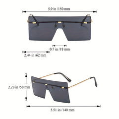 Oversized Square Rimless Sunglasses UV400