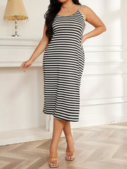 Stripe Print Midi Cami Dress