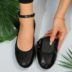 Women's Ballet Shoes Casual Strap Flat Lightweight Faux Leather Shoes