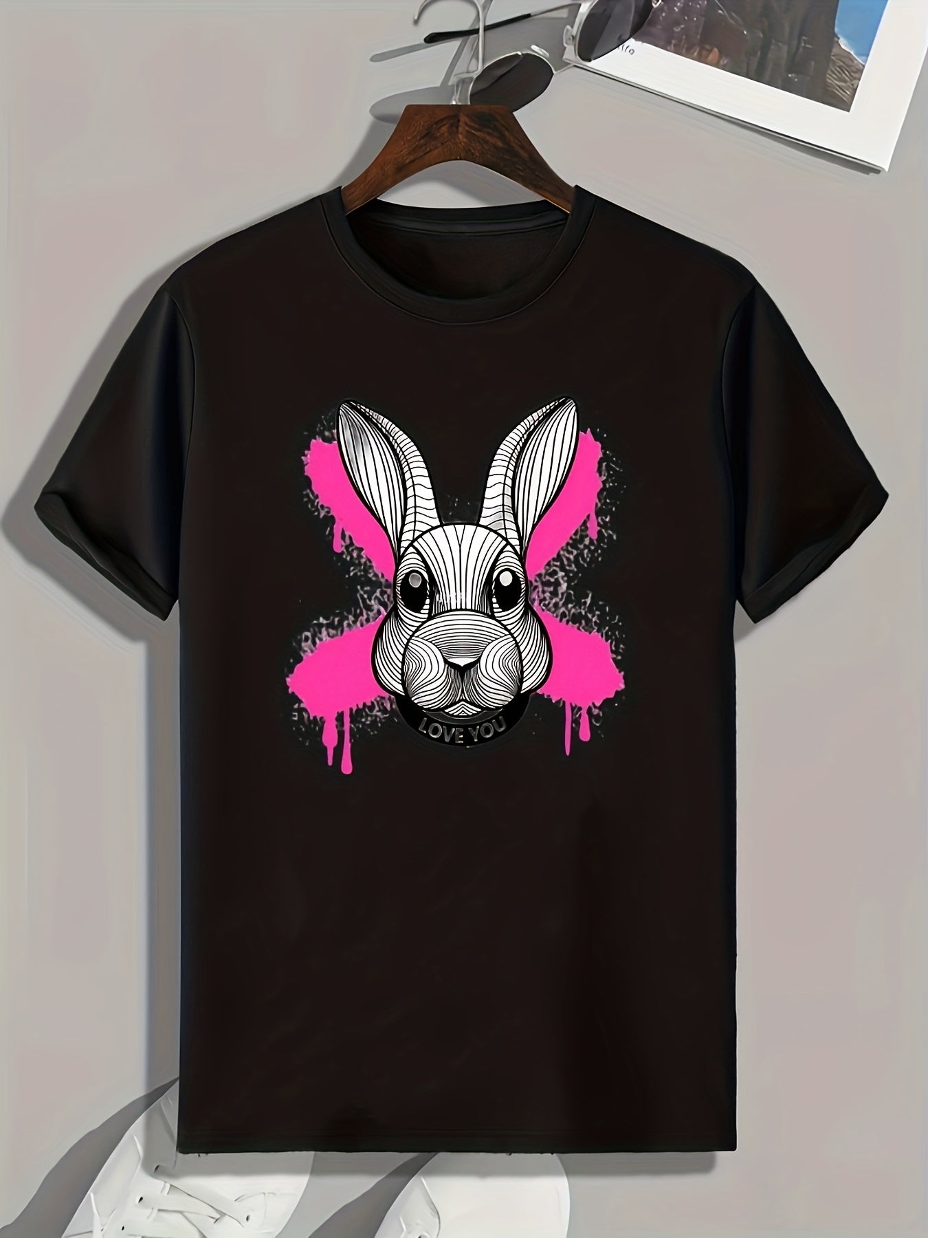 Rabbit Print Men's Graphic T shirt Casual Comfy Tees For Summer