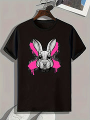 Rabbit Print Men's Graphic T shirt Casual Comfy Tees For Summer