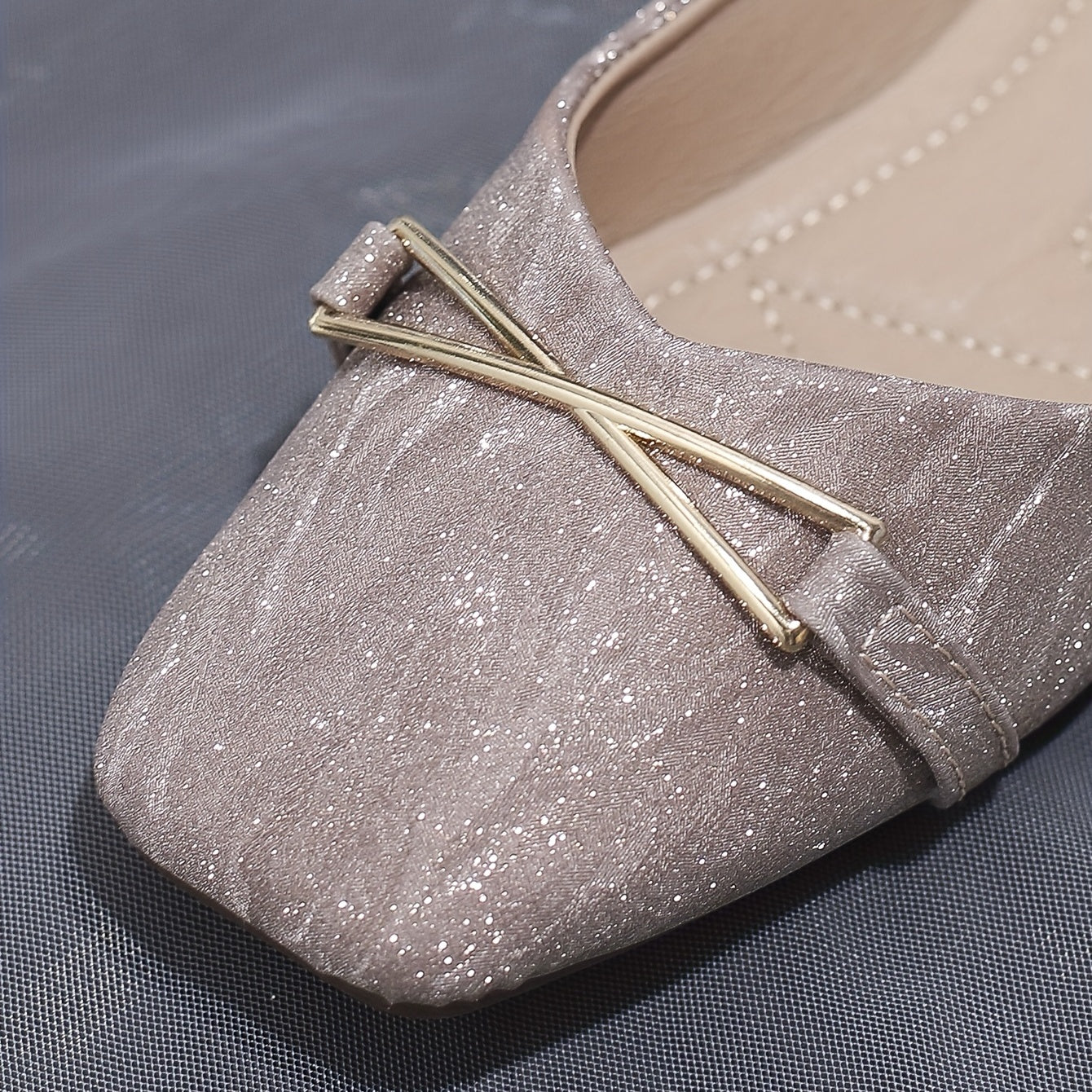 Glitter Ballet Flats Square Toe Walking Shoes Lightweight & Versatile