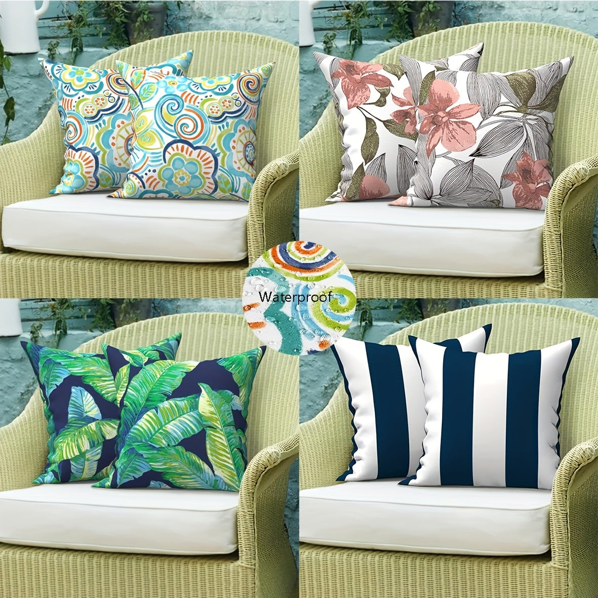 Waterproof Double Sided Printed Linen Outdoor Pillowcase 45x72cm
