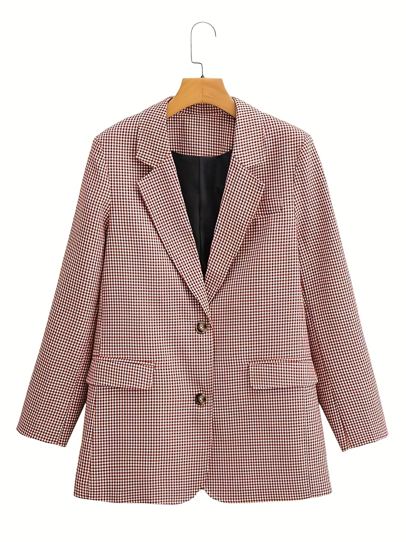 Plaid Print Blazer Single Breasted Long Sleeve Office Outerwear Women