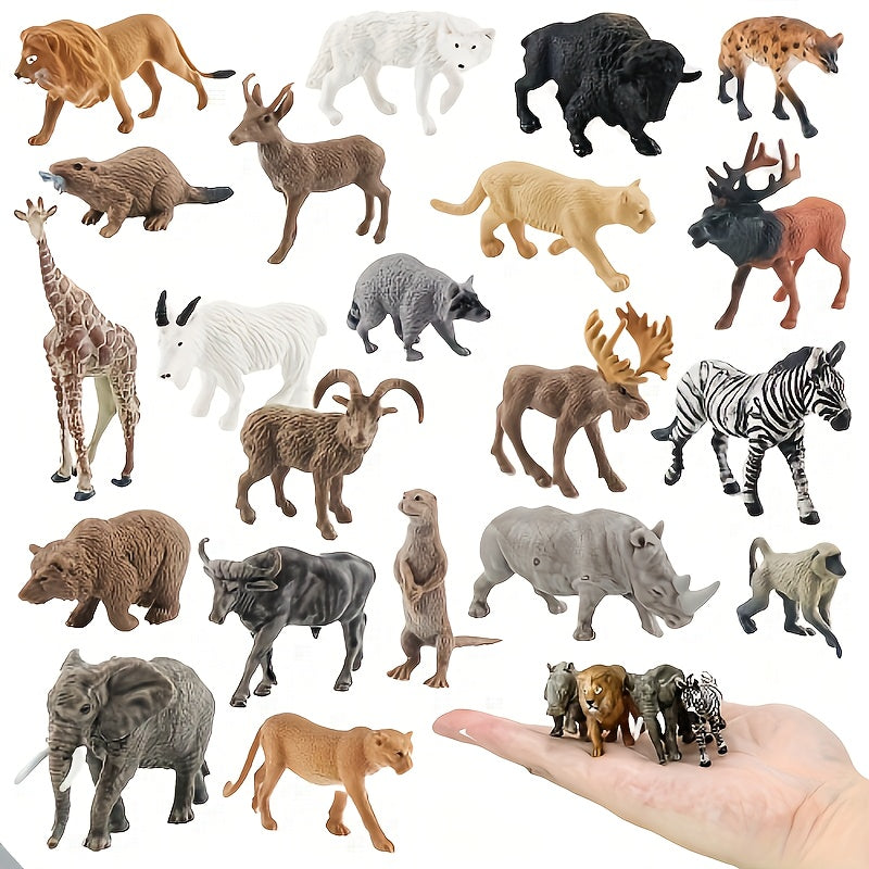 21Pcs Mini Forest Animal Figurines Plastic Jungle Wildlife
