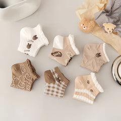 6 Pairs Women's Teddy Bear Ankle Socks Set