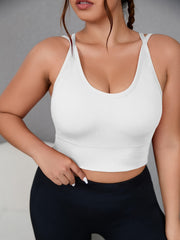 Sports Bra Women's Plus Solid Round Neck Backless High Stretch