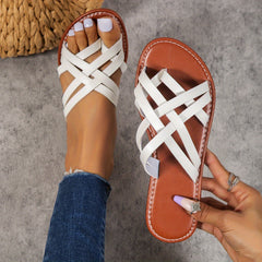 Women's Cross Strap Slide Sandals Casual Flat Summer Shoes