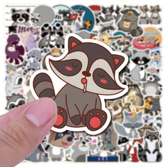 50 Cartoon Raccoon Stickers - Reusable Animal Decals