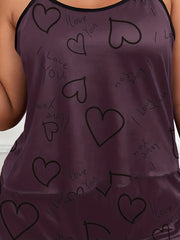 Heart Print Cami Top & Shorts Pajama Set